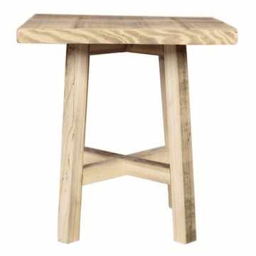 Tabouret carré en bois MAREA, beige, 25,5cm, Ø24cm