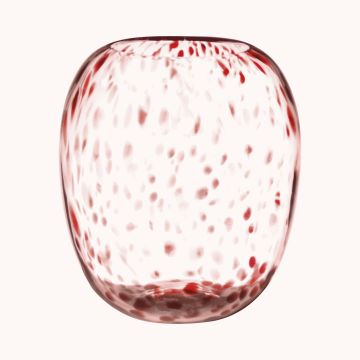 Vase en verre bombé RUSSELL, motif léopard, rouge-transparent, 26cm, Ø22,4cm