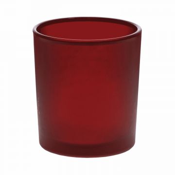 Bougeoir en verre MALI, rouge foncé mat, 8,2cm, Ø7cm
