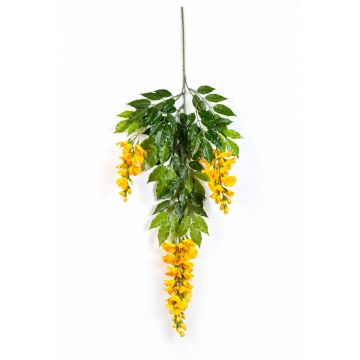 Branche décorative de glycine LAUREN, fleurie, jaune, 85cm