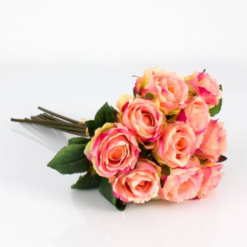 Bouquet de roses artificielles MOLLY, rose-jaune, 35cm, Ø20cm