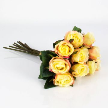Bouquet de roses artificielles MOLLY, jaune-rose, 35cm, Ø20cm