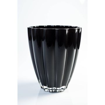Petit vase en verre / vase de table BEA, noir, 17cm, Ø 14cm