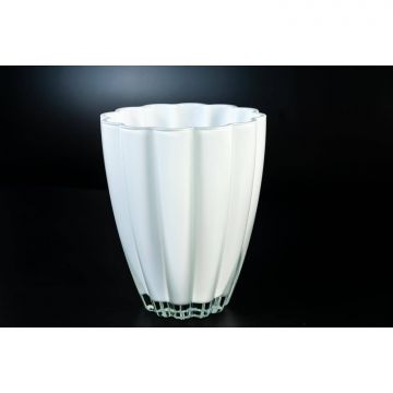 Petit vase en verre / vase de table BEA, blanc, 17cm, Ø 14cm