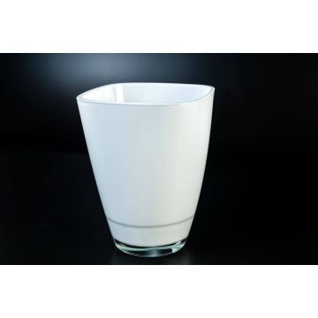 Vase carré en verre YULE, blanc, 17x13x13cm