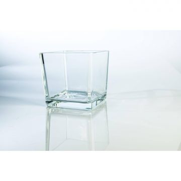 Vase / photophore en verre carré KIM AIR, transparent, 13x13x12,5cm