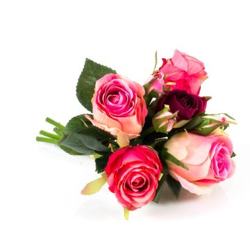 Bouquet de roses artificielles MOLLY, fuchsia-rose, 30cm, Ø15cm
