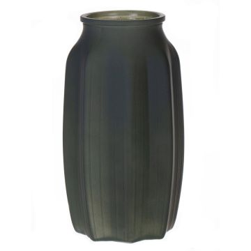 Petit vase à fleurs AMORY en verre, vert olive mat, 22cm, Ø12cm