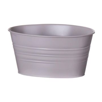 Pot ovale en zinc MICOLATO avec rainures, taupe, 19x13,5x10cm
