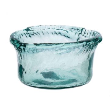 Coupe en verre GLAUCIA, recyclée, bleu-transparent, 8cm, Ø14cm