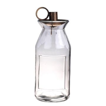 Bougeoir NENEKONI sur bouteille en verre, anse, bronze-transparent, 21,5cm, Ø9,5cm