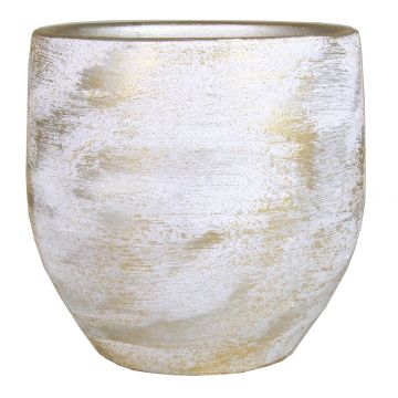 Pot de fleurs en céramique AETIOS, dégradé, blanc-doré, 16cm, Ø17cm