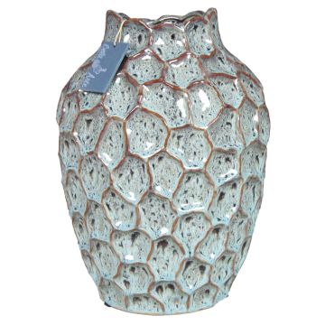 Vase à fleurs LISDA en céramique, avec motif, vert clair-brun, 25,5cm, Ø19cm