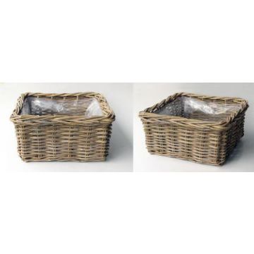 Corbeille à fleurs carrée RULANA en rotin, brun, 30x30x15cm Corbeille à fleurs carrée RULANA en rotin, brun, 30x30x15cm