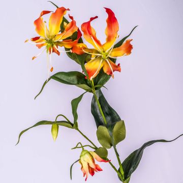 Fleur textile Gloriosa FUJITA, orange-jaune, 80cm, Ø15cm
