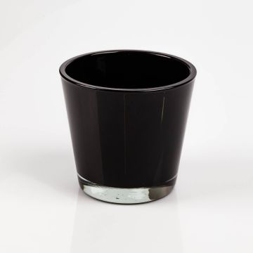 Pot de fleur / Bougeoir en verre RANA, noir, 13cm, Ø 14cm