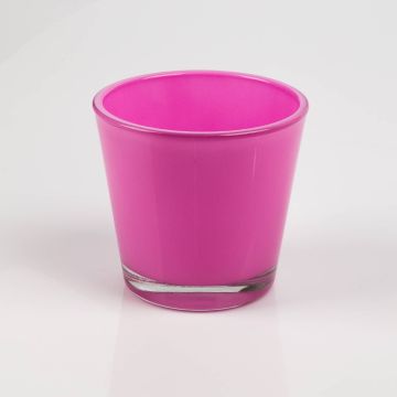 Pot de fleur / Bougeoir en verre RANA, rose bonbon, 13cm, Ø 14cm