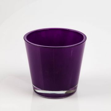 Pot de fleur / Bougeoir en verre RANA, violet foncé, 13cm, Ø 14cm