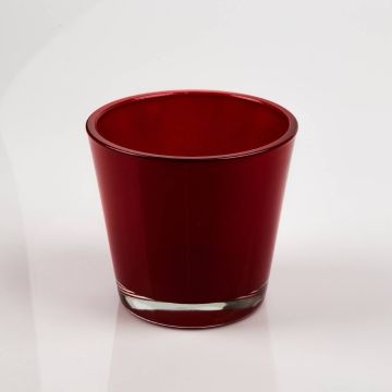 Pot de fleur / Bougeoir en verre RANA, rouge foncé, 13cm, Ø 14cm