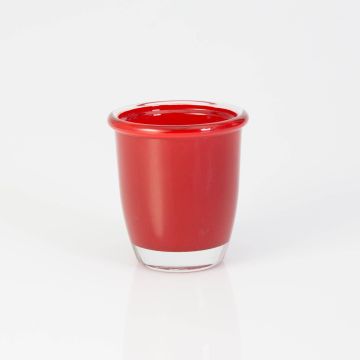 Photophore / Bougeoir en verre FYNN, rouge, 8cm, Ø7,5cm
