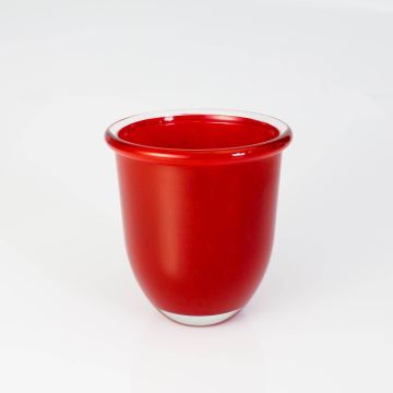 Pot à orchidée / Vase rond en verre FYNN, rouge, 15cm, Ø13,5cm