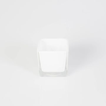 Petit photophore en verre KIM EARTH, blanc, 6x6x6cm