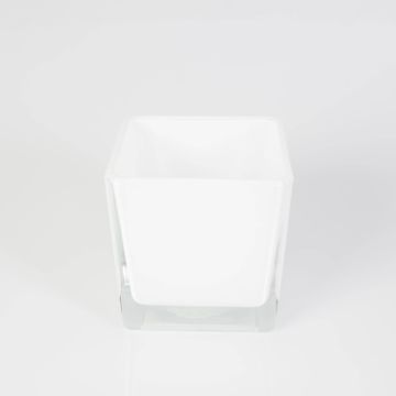 Photophore carré en verre KIM EARTH, blanc, 10x10x10cm
