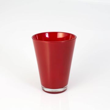Mini vase conique ANNA EARTH en verre, rouge, 15cm, Ø 11cm