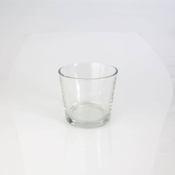 Petit Vase / Porte-bougie ALENA en verre, transparent, 10,5cm, Ø11,5cm