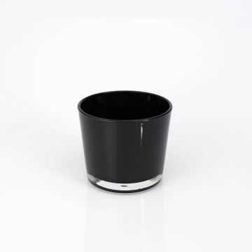 Photophore / Mini vase ALENA en verre, noir, 8,5cm, Ø10cm