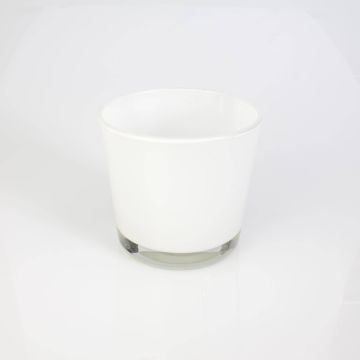 Petit Vase / Porte-bougie ALENA en verre, blanc, 10,5cm, Ø11,5cm
