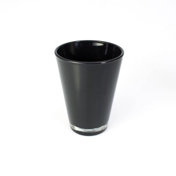 Mini vase conique ANNA EARTH en verre, noir, 15cm, Ø 11cm