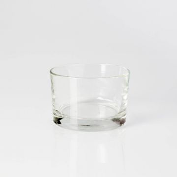 Petit Photophore rond / porte bougie TAMIO, en verre transparent, 5,5cm, Ø 8,5cm