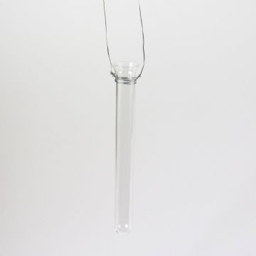 Soliflore / Mini vase à suspendre MILO avec fil métallique, verre transparent, 19cm, Ø2cm