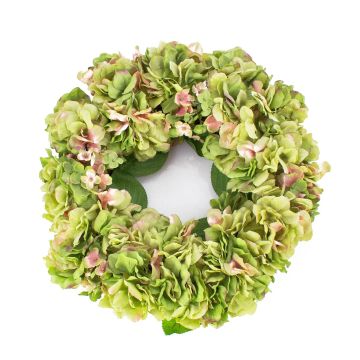 Couronne décorative d'hortensias MEJA, vert-rose, Ø35cm
