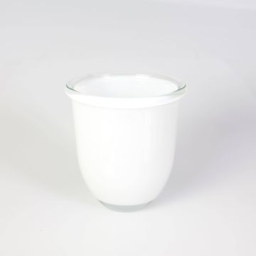 Pot à orchidée / Vase rond en verre FYNN, blanc, 15cm, Ø13,5cm