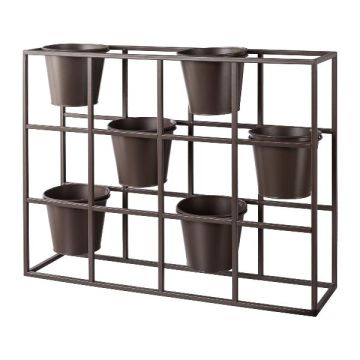 Séparateur d'espace pour des plantes en métal UTOPIA avec 6 pots à plantes, brun, 65x17x52cm
