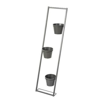 Étagère échelle à plantes en métal UTOPIA avec 3 pots à plantes, gris, 25x13x100cm