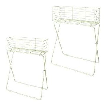 Support pour des plantes en métal Corbeille grillagée TOMOKO, 2 pièces, vert clair, 50x24x64cm, 60x30x72cm