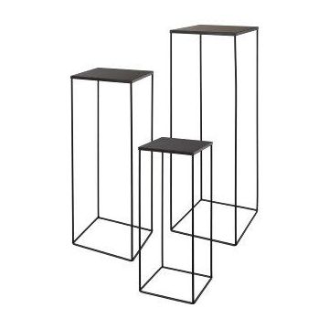 Support pour des plantes en métal ULAAKA, 3 pièces, noir, 19x19x50cm, 22x22x60cm, 25x25x70cm