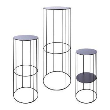 Support pour des plantes en métal VAHDINA, 3 pièces, noir, 21x45cm, 24x57cm, 28x70cm