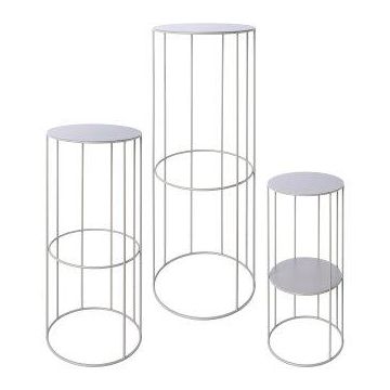 Support pour des plantes en métal VAHDINA, 3 pièces, gris, 21x45cm, 24x57cm, 28x70cm