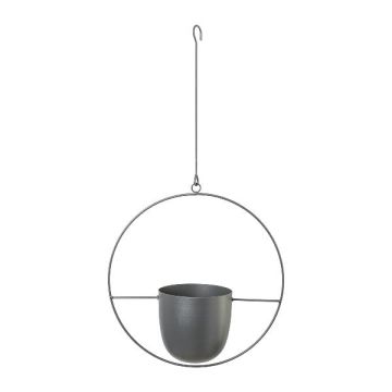 Cache-pot suspendu en métal QUISHA, anneau en métal, gris, 34x14x34cm