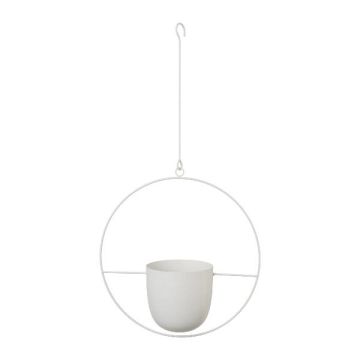 Cache-pot suspendu en métal QUISHA, anneau en métal, blanc, 34x14x34cm
