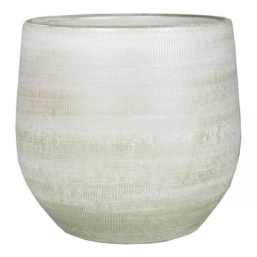 Pot en céramique DELTA avec rainures, gris clair-blanc, 25cm, Ø27cm