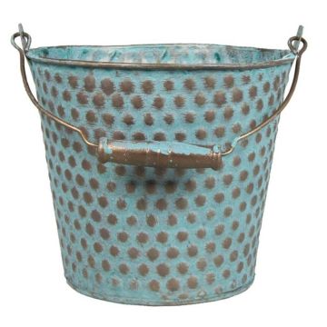 Seau en zinc TRUMAN avec anse, avec motif, bleu-brun, 14cm, Ø16,5cm