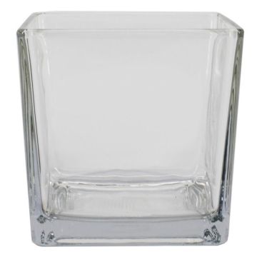 Porte-bougie à chauffe-plat KIM OCEAN en verre, transparent, 10x10x10cm