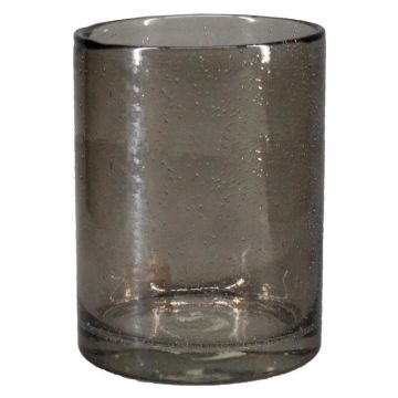 Vase cylindrique en verre SANUA avec bulles, noir-transparent, 27cm, Ø18cm