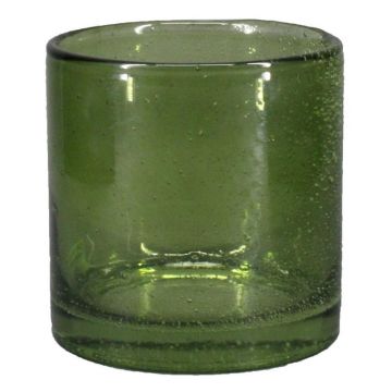 Verre à bougie cylindrique SANUA avec bulles, vert-transparent, 20cm, Ø19cm