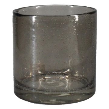 Verre à bougie cylindrique SANUA avec bulles, noir-transparent, 20cm, Ø19cm